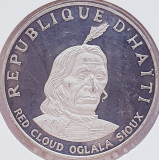 44 Haiti 10 Gourdes 1971 47g 99.9% Red Cloud Oglala Sioux km 86 proof argint, America Centrala si de Sud