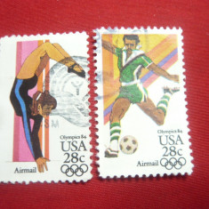 2 Timbre 0,28$ SUA Olimpiada 1984 Los Angeles , stampilat