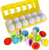 Joc "Matching Eggs", Potriveste oua cu Forme Geometrice, Montessori, 12 piese, Multicolor, EMC ONSHOP&reg;