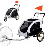 PawHut Remorcă 2-&icirc;n-1 pentru bicicletă &amp; jogging, cărucior pliabil pentru c&acirc;ini mici &amp; medii p&acirc;nă la 20 kg, Alb | Aosom Romania