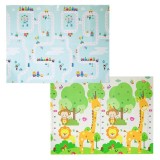 Covoras pentru copii, flippy, cu 2 fete, model drum/safari, din xpe+pe, impermeabil, antiderapant, protectie termica, +3 luni, pliabil, 150 x 200 x 1