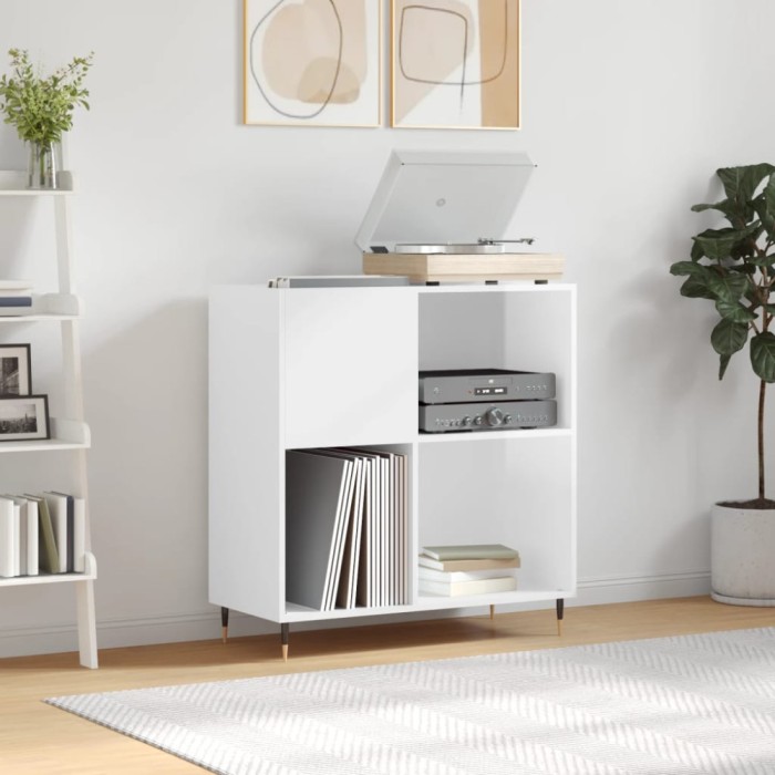 vidaXL Dulap de discuri alb extralucios 84,5x38x89 cm lemn compozit 831766