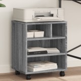Suport imprimanta cu roti Gossi, gri sonoma, 41x32x48 cm, raft depozitare, PAL, multifunctional