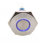 Buton prin Apasare Metalic cu Diametru 30mm elSales ELS-GQ30, Led Albastru, Tensiune Alimentare 24 V, Argintiu