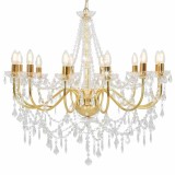vidaXL Candelabru cu mărgele, auriu, 12 becuri E14 281611