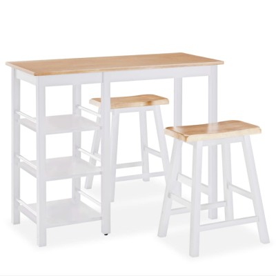 Set mobilier de bar, 3 piese, alb, MDF foto
