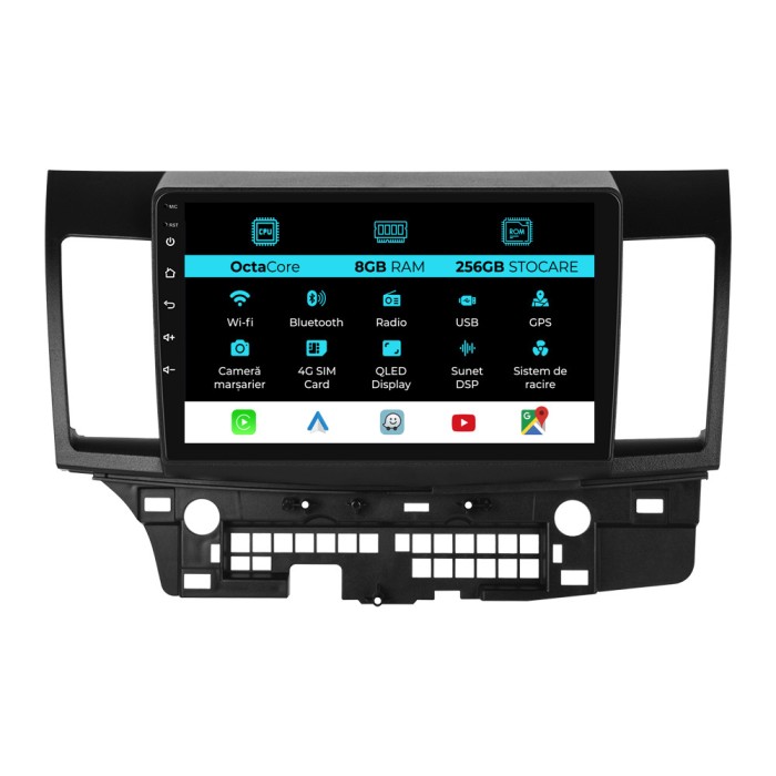 Navigatie Dedicata Mitsubishi Lancer (2007-2013), 9Inch, 8Gb Ram, 256Gb Stocare, Carplay