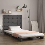 Cumpara ieftin Tăblie de pat pentru perete, gri, 126x3x91,5 cm, lemn masiv pin