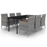 Cumpara ieftin Set mobilier de gradina cu perne, 7 piese, poliratan si sticla