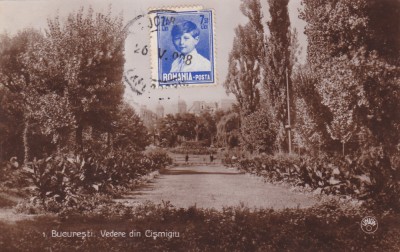 BUCURESTI VEDERE DIN PARCUL CISMIGIU CIRCULATA 1928 TCV. foto