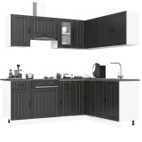 VidaXL Set dulap de bucătărie 11 piese &bdquo;Lucca&rdquo; lemn negru prelucrat