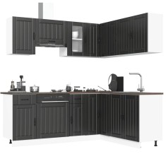 vidaXL Set dulap de bucătărie 11 piese &bdquo;Lucca&rdquo; lemn negru prelucrat