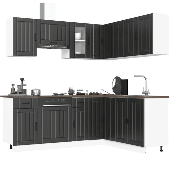 vidaXL Set dulap de bucătărie 11 piese &bdquo;Lucca&rdquo; lemn negru prelucrat