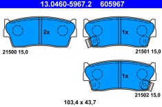 ATE 13.0460-5967.2 set placute frana,frana disc foto