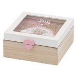 Cutie de Lemn cu Geam Rainbow, maro, 15x15x7.5cm