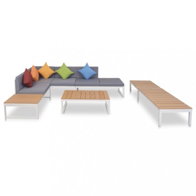 vidaXL Set mobilier de grădină cu perne, 5 piese, aluminiu și WPC foto