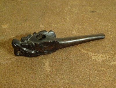 Pipa asiatica pentru tutun, cu Zeul Garuda |lemn sculptat| Veche, rara foto