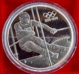 (A348) MONEDA DIN ARGINT AUSTRIA - 200 SCHILLING 1995, CENTENARUL JOCURILOR OLIMPICE - SCHI, PROOF, 33.63 GRAME, RARA