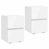 HOMCOM Set de 2 Noptiere cu 2 Sertare, Alb | Aosom Romania