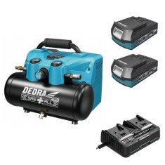 Compresor portabil, cu 2 acumulatori 2 Ah, incarcator 2x18V Li-ion, 6 L, 8 bar, SAS+ALL, Dedra GartenVIP DiyLine foto