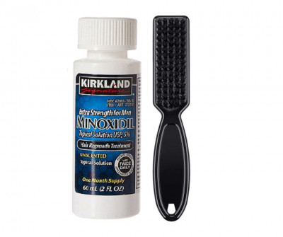 Minoxidil Kirkland 5%, 1 Luna Aplicare + Perie Curatare Impuritati, Tratament Pentru Barba / Scalp foto