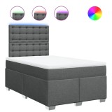 Cumpara ieftin Pat box spring cu saltea, gri inchis, 120x190 cm, textil