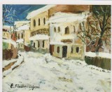 CARTE POSTALA PICTURA /IARNA PE CUZA VODA IASI /ELENA FLOARES COJENEL