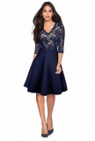 B775-4 Rochie stylish din dantela florala, S