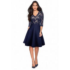 B775-4 Rochie stylish din dantela florala