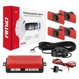 Set senzori de parcare AMiO cu buzzer, 4 senzori interiori negri, 12V