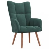 vidaXL Scaun de relaxare, verde &icirc;nchis, catifea