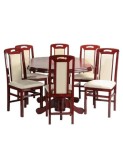 Set Masa Living Extensibila Nork + 6 Scaune Tim Mahon, Lemn Masiv, Stil Clasic, 160-198 cm