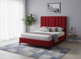 Cumpara ieftin Pat Deja Vu 160x200 cm Tapitat Catifea Burgundy cu Somiera Inclusa - Pat Matrimonial