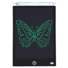 Tableta grafica de desenat pentru copii de 12 inch diagonala, cu buton de stergere si creion - Alb