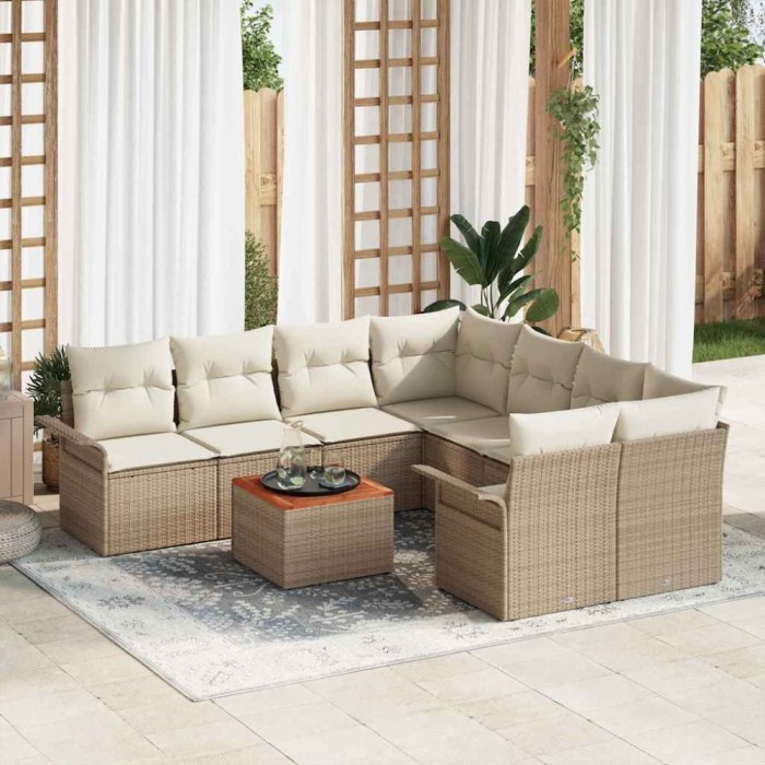 vidaXL Set de canapele pentru grădină 9 pcs Bej, crem 55 x 55 x 37 cm