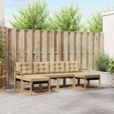 vidaXL Set canapele exterior 6 piese lemn acacia perne Alb Bej rezistent intemperii