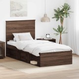 Cumpara ieftin Cadru de pat Stejar inchis 90 x 200 cm Lemn de pin masiv
