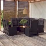 vidaXL Set mobilier relaxare grădină 4 piese cu perne poliratan negru 362179