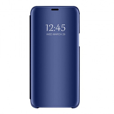 Husa Book Flip Stand Mirror, Clear View, Samsung Galaxy A6 Plus 2018, Blue. Design elegant, Functie de stand, Smart case foto