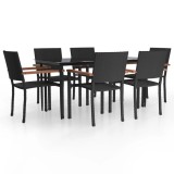 Cumpara ieftin Set mobilier de gradina, 7 piese, negru, poliratan
