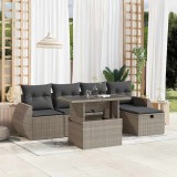 VidaXL Set canapele de grădină cu perne, 6 piese gri deschis poliratan