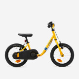 Bicicletă fără pedale 2 &icirc;n 1 Discover 500 14 inch Galben Copii 3-5 ani, Btwin