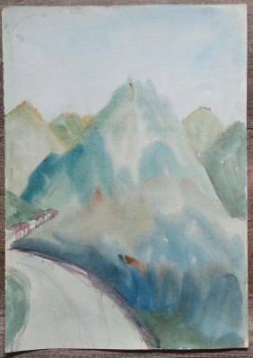 Peisaj de pe Transfagarasan// acuarela nesemnata 1981 foto