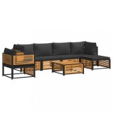 Set canapele gradina cu perne, 7 piese, lemn masiv acacia