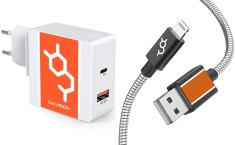 Incarcator priza 48W dual port USB C PD, QC 3.0 cablu pentru iPhone otel foto