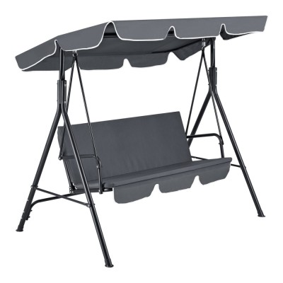 Leagan gradina Hollywood 172 x 112 x 152 cm 3 locuri max. 270 Kg gri inchis [en.casa] HausGarden Leisure foto