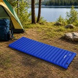 Cumpara ieftin Saltea camping, gonflabila, cu pompa incorporata, impermeabila, plastic 190T, albastru, 195x70x10 cm