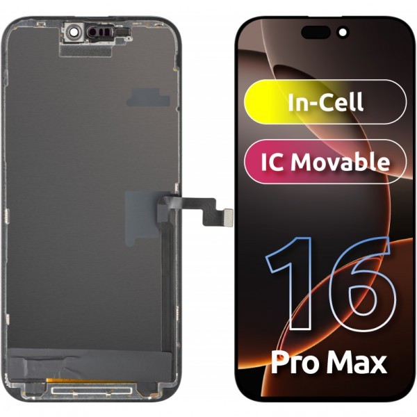 Display cu Touchscreen ZY pentru Apple iPhone 16 Pro Max, cu Rama, Versiune LCD In-Cell IC Movable, Negru