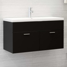 vidaXL Dulap de chiuvetă, negru, 90x38,5x46 cm, PAL 804666