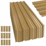 Outsunny Set de 12 Panouri pentru Acoperiș din Oțel Galvanizat 7m&sup2; pentru Căsuță de Unelte Șopron 129x45cm Lemn Natural | Aosom Romania